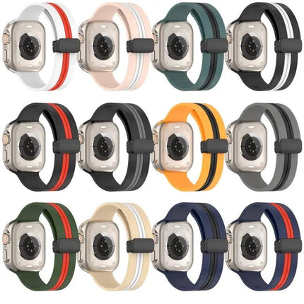 Two-Tone Silicone Magnetic Clasp Watch Band for 49/45mm