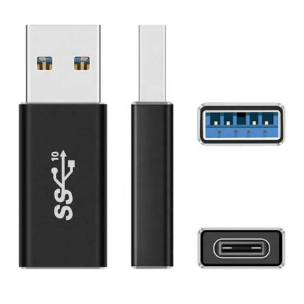 USB-C to USB Adapter for Connecting and Transferring Data - compact black plug-and-play adapter for charging and file transfer