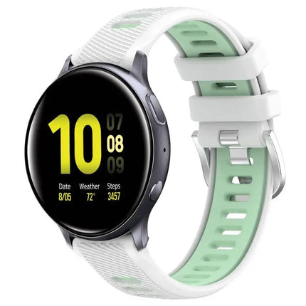 20mm Two-Tone Silicone Sports Watch Band With Steel Buckle