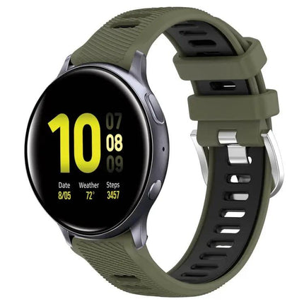 20mm Two-Tone Silicone Sports Watch Band With Steel Buckle