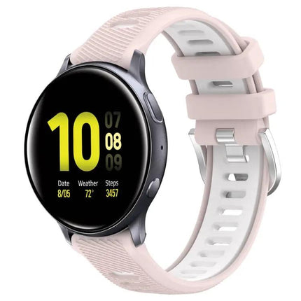 20mm Two-Tone Silicone Sports Watch Band With Steel Buckle