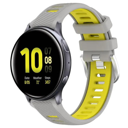20mm Two-Tone Silicone Sports Watch Band With Steel Buckle