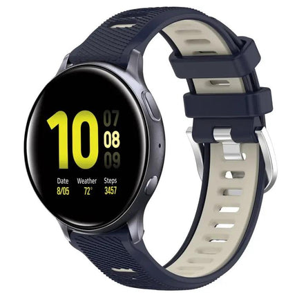 20mm Two-Tone Silicone Sports Watch Band With Steel Buckle