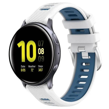 20mm Two-Tone Silicone Sports Watch Band With Steel Buckle