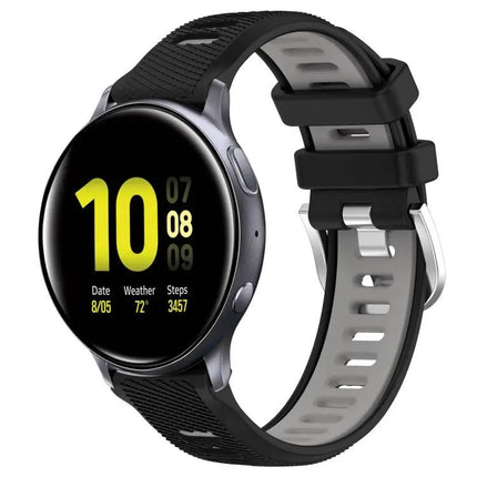 20mm Two-Tone Silicone Sports Watch Band With Steel Buckle