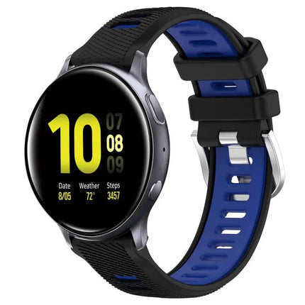 20mm Two-Tone Silicone Sports Watch Band With Steel Buckle