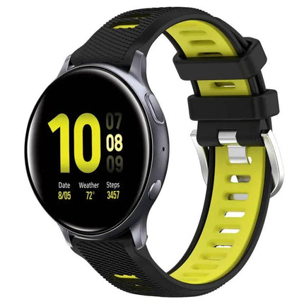 20mm Two-Tone Silicone Sports Watch Band With Steel Buckle