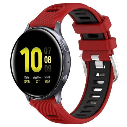 20mm Two-Tone Silicone Sports Watch Band With Steel Buckle
