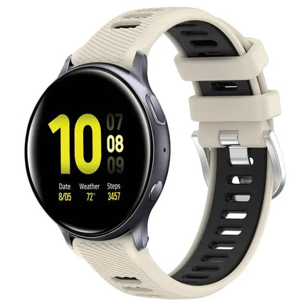 20mm Two-Tone Silicone Sports Watch Band With Steel Buckle