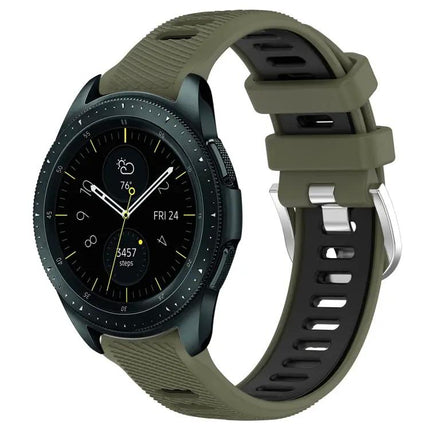 Two-Tone Silicone Watch Band Steel Buckle 20mm 42mm 47mm