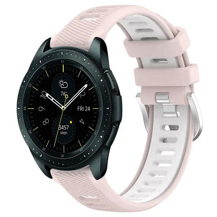 Two-Tone Silicone Watch Band Steel Buckle 20mm 42mm 47mm