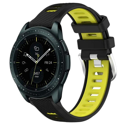 Two-Tone Silicone Watch Band Steel Buckle 20mm 42mm 47mm