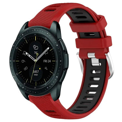 Two-Tone Silicone Watch Band Steel Buckle 20mm 42mm 47mm
