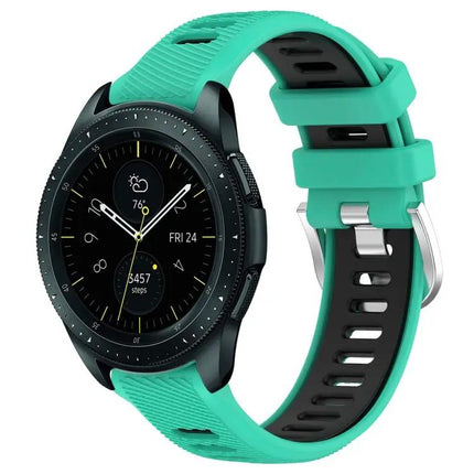 Two-Tone Silicone Watch Band Steel Buckle 20mm 42mm 47mm