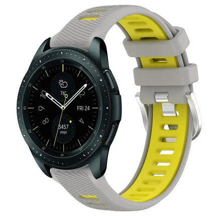 Two-Tone Silicone Watch Band Steel Buckle 20mm 42mm 47mm