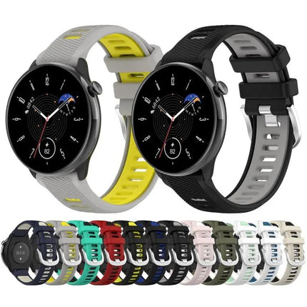 Two-Tone Silicone Watch Band Steel Buckle 20mm 42mm 47mm