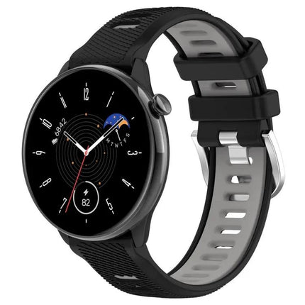 20mm Two-Tone Silicone Sports Watch Band With Steel Buckle