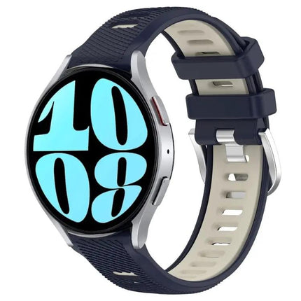 20mm Two-Tone Silicone Sports Watch Band With Steel Buckle