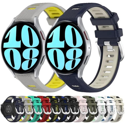 20mm Two-Tone Silicone Sports Watch Band With Steel Buckle