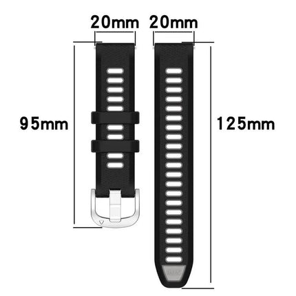 20mm Two-Tone Silicone Sports Watch Band With Steel Buckle