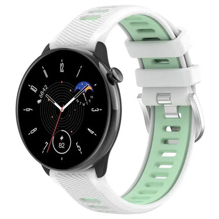 Two-Tone Silicone Watch Band Steel Buckle 20mm 42mm 47mm