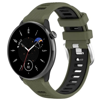 20mm Two-Tone Silicone Sports Watch Band With Steel Buckle