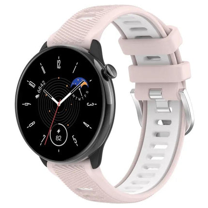 20mm Two-Tone Silicone Sports Watch Band With Steel Buckle