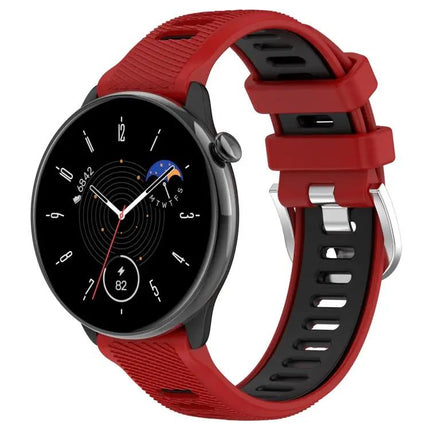 20mm Two-Tone Silicone Sports Watch Band With Steel Buckle