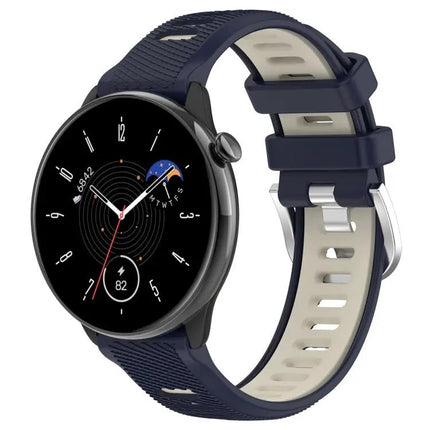 20mm Two-Tone Silicone Sports Watch Band With Steel Buckle