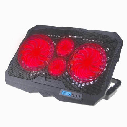 Foldable Aluminum Cooling Pad for Gaming Laptops with Four Fans - foldable aluminum pad with four red LED fans for up to 17-inch gaming laptops