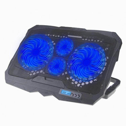 Foldable Aluminum Cooling Pad for Gaming Laptops with Four Fans - foldable aluminum pad with two 14cm and two 7cm blue LED fans for up to 17" laptops