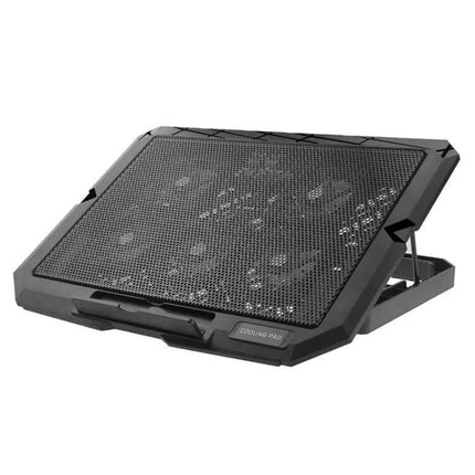 Ergonomic Adjustable Height Laptop Cooling Stand with Fans - black adjustable stand with built-in cooling fans and mesh platform