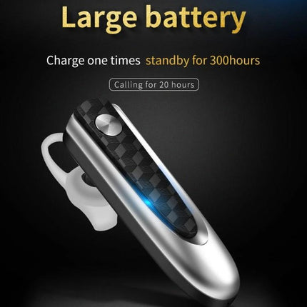 Fineblue Compact Bluetooth Earbud For Commuting And Hands Free Calls black single-ear design showing large battery and long standby
