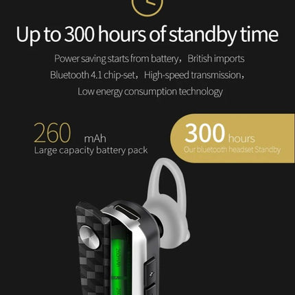 Fineblue Compact Bluetooth Earbud For Commuting And Hands Free Calls compact black single-earbud with 300h standby time