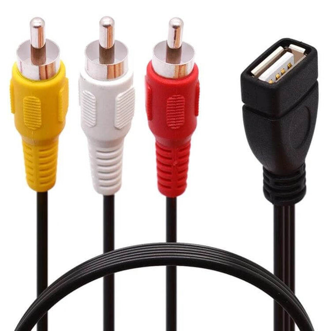 JUNSUNMAY USB to RCA Cable for Viewing AV on Computers with USB female connector and red white yellow RCA plugs