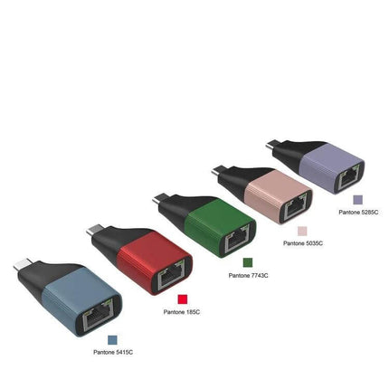 Onten UC101 Type-C Ethernet Adapter for Laptop Connectivity showing five colored adapters (blue, red, green, rose, purple) for stable wired network access