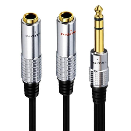 JUNSUNMAY Audio Adapter for Everyday Home Music Links - 6.35mm stereo jack splitter cable with dual 6.35mm female to single gold-plated male
