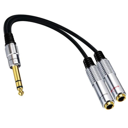 JUNSUNMAY Audio Adapter for Everyday Home Music Links - 6.35mm stereo to dual 3.5mm female splitter cable for headphones and speakers