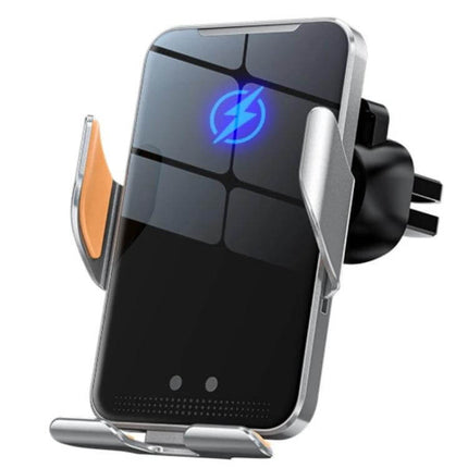 Car Wireless Charger Phone Holder With Auto Clamp Gray - gray wireless car phone holder with auto-clamp, sensor grip and touch release for charging