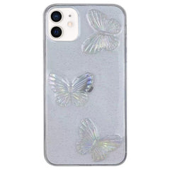 Coque de téléphone en TPU avec papillons en cristal transparent