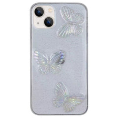 Coque de téléphone en TPU avec papillons en cristal transparent