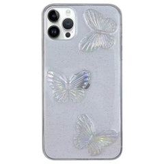 Coque de téléphone en TPU avec papillons en cristal transparent