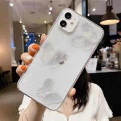 Funda de TPU para teléfono con diseño de mariposas de cristal transparente