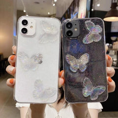 Funda de TPU para teléfono con diseño de mariposas de cristal transparente