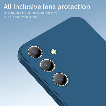 PINWUYO Slim Protective Phone Case for Everyday Use showing slim blue TPU case with all inclusive lens protection and raised camera ring