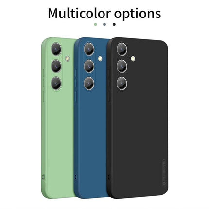 PINWUYO Slim Protective Phone Case for Everyday Use shown in black, blue, and green slim TPU colors for commuters and desk workers