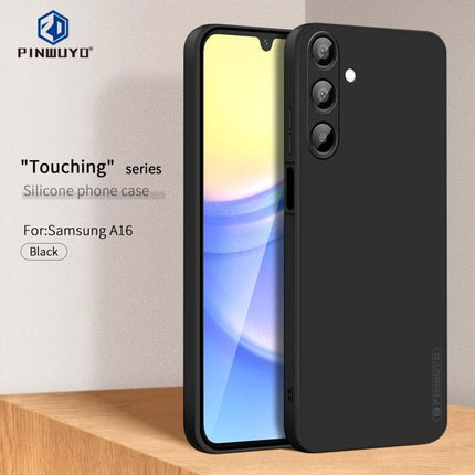 PINWUYO Everyday Case for Samsung Phone Daily Protection - black silicone TPU case for Samsung A16, four-corner impact protection, soft-grip finish