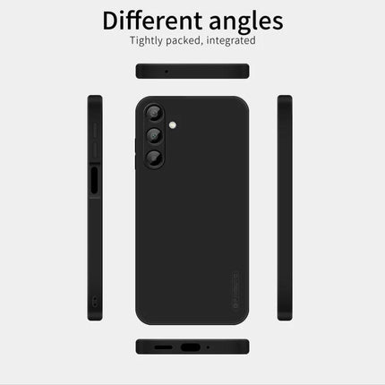 PINWUYO Everyday Case for Samsung Phone Daily Protection - black TPU slim case shown from different angles with four-corner protection and precise cutouts