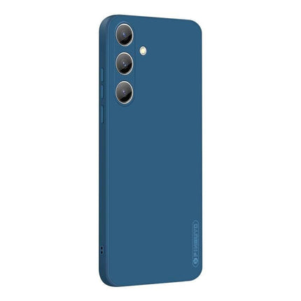 PINWUYO Silicone Case for Everyday Samsung Phone Protection in matte navy blue TPU, slim shock‑resistant cover with raised camera lip