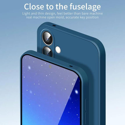 PINWUYO Silicone Case for Everyday Samsung Phone Protection slim blue TPU case showing raised camera lip and precise button cutouts